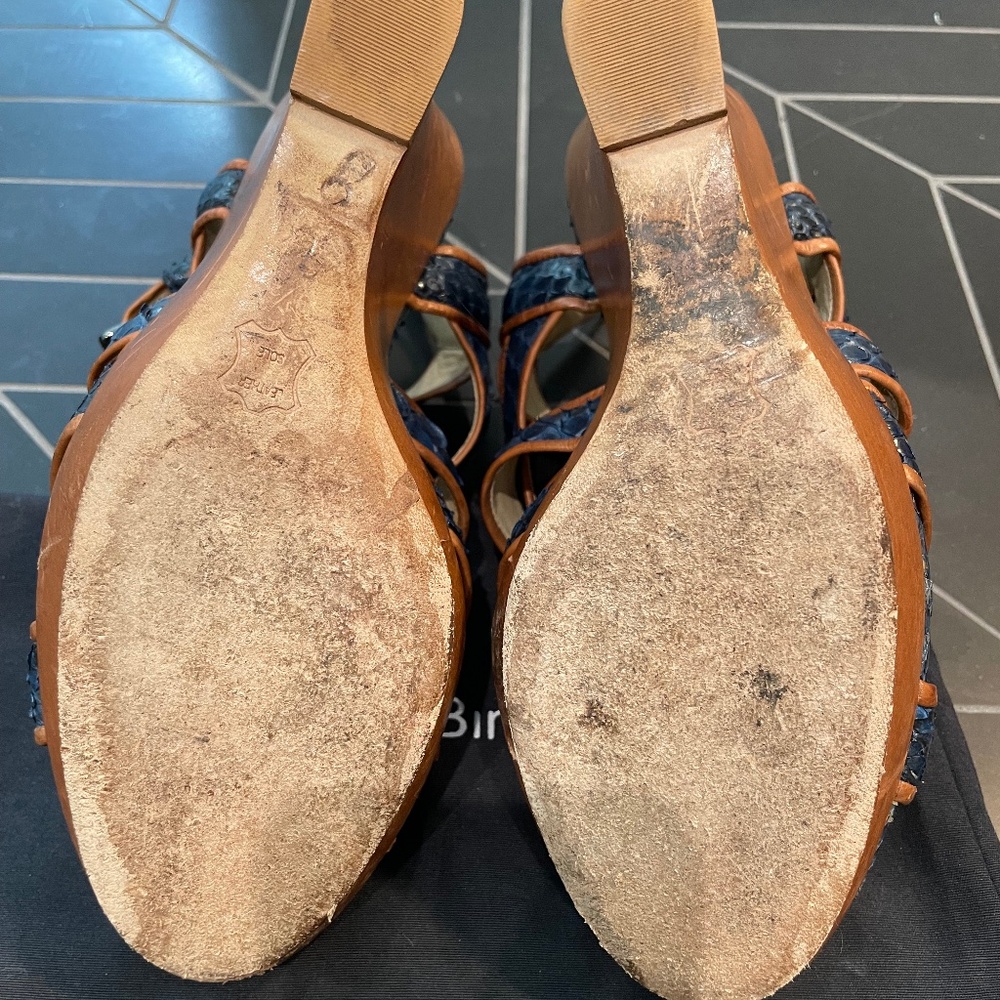 Alexandre Birman Python Wedge Sandals Blue - image 4